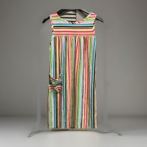 VTG 70s rainbow striped terry cloth beach dress sz med, bright Berklife‎ dress
